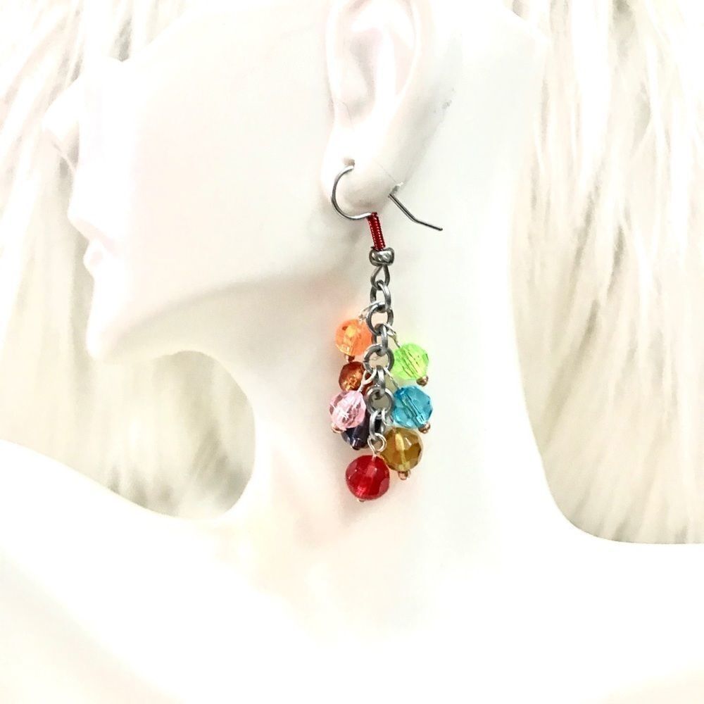Multicolored Handmade beaded earrings - Picture 1 of 3